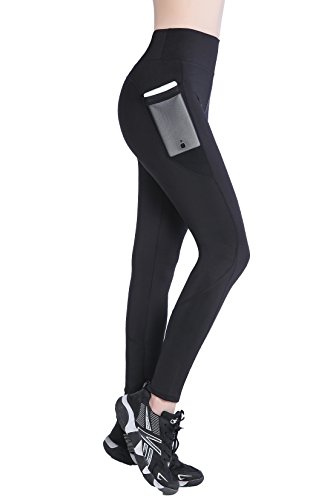 EAST HONG Women's Yoga Leggings Exercise Workout Pants Gym Tights (as1, alpha, s, regular, regular, Black)