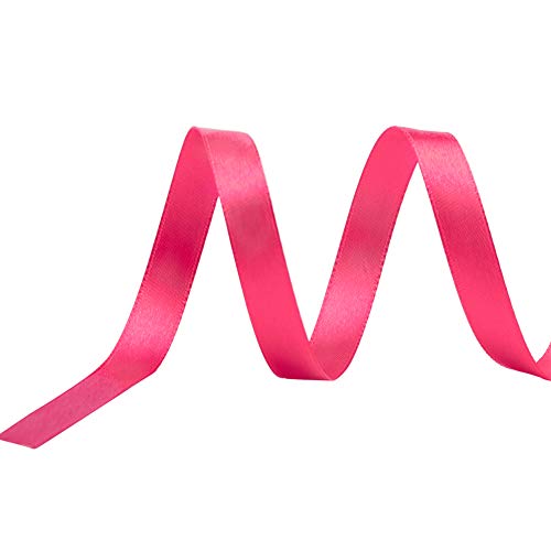 Image of Solid Color Double Faced Hot Pink Satin Ribbon 1 /4 inch X 50 Yards, Ribbons Perfect for Crafts, Wedding Decor, Bow Making, Sewing, Gift Package Wrapping and More
