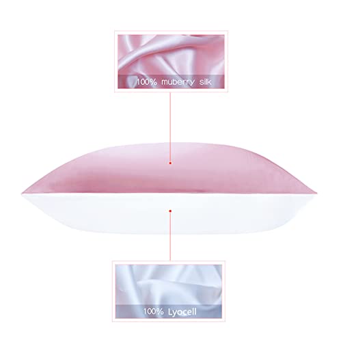 100% Mulberry Silk 19 Momme Charmeuse Silk Pillowcase With Silky Satin underside for Hair and Skinfor Hair and Skin 1pc 50 x 75 cm(Pink) - Image 5