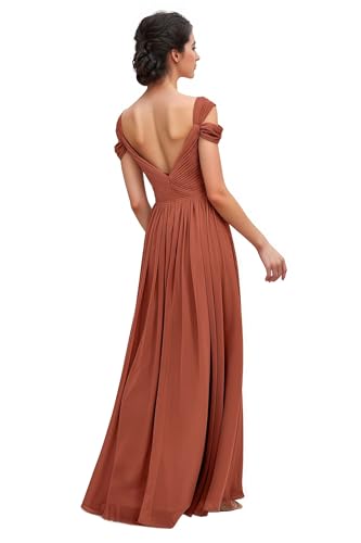 Women's Off The Shoulder Bridesmaid Dresses Long for Chiffon Formal Evening Party Gown with Slit2
