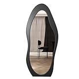 meglob specchio a tutta lunghezza di forma irregolare, specchio a forma di posizione a forma speciale, moderno specchio grande pavimento nero, specchio del corridoio interno,a,60 * 160cm