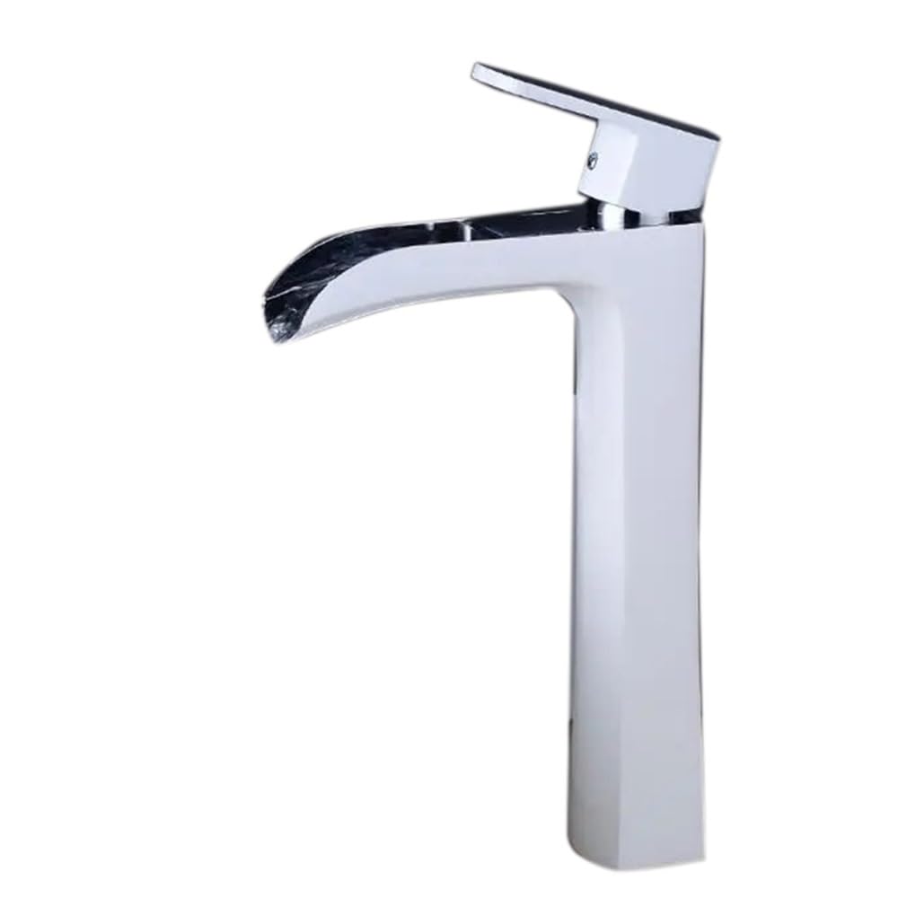 Robinet de salle de bains blanc et chrome pour vasque à poser modèle haut européen W3016