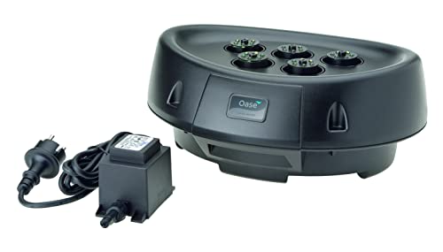 OASE 50214 Water Starlet - schwimmendes Wasserspiel mit 5 Fontänendüsen, konstante Beleuchtung der Wasserstrahlen, auch in Schwimmteichen einsetzbar