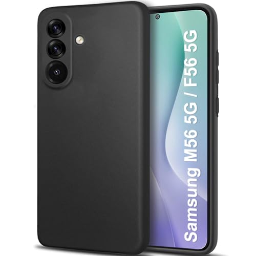 Image of TheGiftKart Sleek Back Cover Case for Samsung Galaxy M56 5G / F56 5G | Slim Fit Protective Design | Ultra Matte Finish | Camera Protection Bump | Soft Silicon Back Case Cover (Silicone, Black)