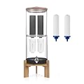 FACHIOO All Glass Gravity-fed Water Filter System, 2.25-Gallon All Glass Water Purifier with 6 Filters (2 Black Filter, 2 Fluoride Filter, 2 Ceramic Filter, 7 Inch Stand, Protective Sleeve)