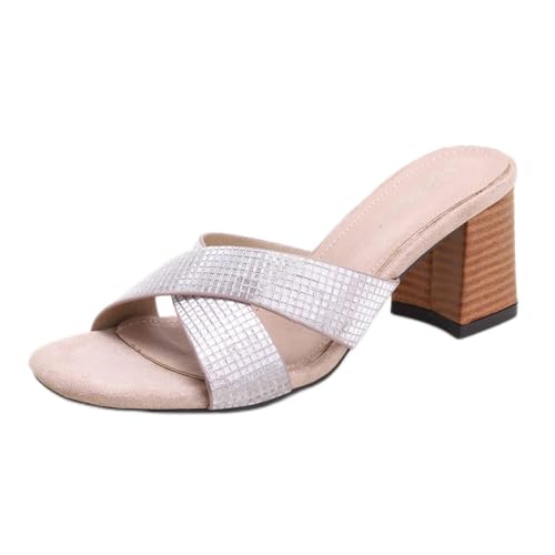 Sandals Wearing Thick Heeled high Heeled Sandals Outside Women's Slippers Sandal(B,39)