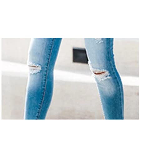 DGHM-JLMY Women's Irregular Raw Edge Denim Skinny Stretch Hole Jeans Butt Lifting Front Milled Ankle Ripped Pencil Jeans4