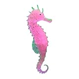 Adorno artificial para acuario, diseño de caballo de mar, efecto brillante, paisajismo, acuario, accesorios para peceras, color rosa, práctico y práctico