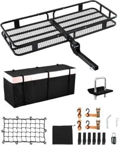 Garvee Hitch Mount Cargo Carrier Basket 60"*24"*6" with Waterproof Bag 21 Cubic Feet,and Cargo Net with Attachment Hooks,Ratchet Straps,Hitch Stabilizer
