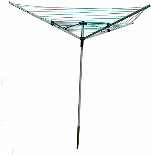 TRTO 4 Arm Rotary Garden Washing Line Clothes Airer Dryer Ground Spike (50m)