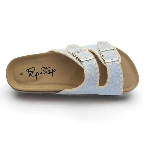 Image of PepStep Slide Sandals for Women with Soft Cork Footbed and Strap, Ladies Fashion Platform Slide Sandals Comfortable Slip On Style