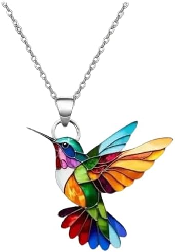 MIFYNN Colorful Hummingbird Necklace for Women 2D Hummingbird Dan...