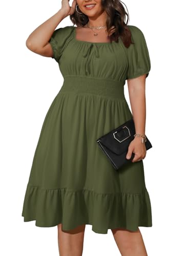 Eytino Plus Size Dress for Women Short Sleeve Sweetheart Neck Casual Casual Mini Short Dresses(1X-5X)