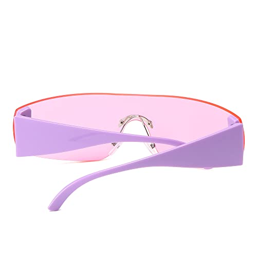 Y2K Sunglasses Rimless Rectangle 2000S Fashion Shield Wrap Around Y2K Glasses3