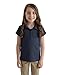 Girl's Uniform Triple Button Collar Shirt Short Sleeve, 2 Pack Navy Size 18