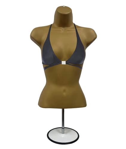 DisplayTown Female Mannequin Torso with Metal Stand (Bronze, S-M)