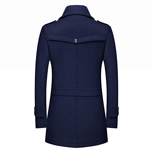 Image of PRIJOUHE Men's Wool Blend Jacket Single Breasted Slim Fit Thick Winter Windproof Pea Coat with Removable Scarf