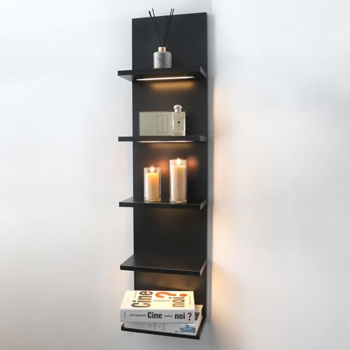 AskTag 5 Tier Wall Shelf Unit, Black Shelves,Lack Shelf, Wall