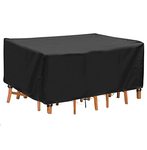 BBOVOBB - Funda para mesa de jardín, 200 x 140 x 100 cm, impermeable y al viento, antiUV, 420D, tejido Oxford de lona exterior, muebles de jardín con cuerda y hebilla de bloqueo