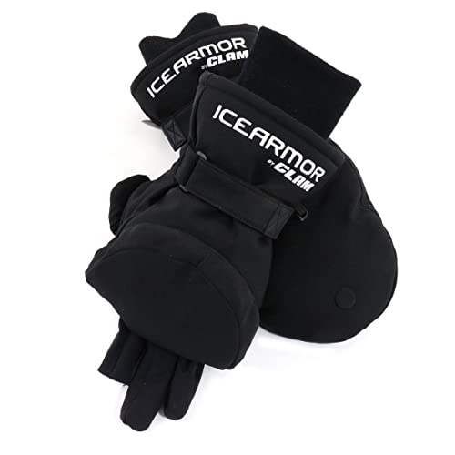 Clam Delta Ice Fishing Glomitt – XL Convertible Mittens with Fleece Liner, Waterproof & Insulated for Cold-Weather Anglers