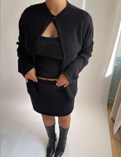 Arssm Womens One Button Cardigan Sweaters Crewneck Long Sleeve Sweater Open Front Knit Sweater Top4