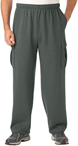 KingSize Men's Big & Tall Fleece Cargo Sweatpants - Tall - 6XL, Heather Charcoal