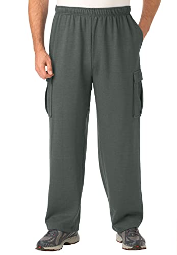 Kingsize Men's Big & Tall Fleece Cargo Sweatpants - Tall - 6Xl, Heather Charcoal #TOP4