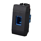 Couleur noire compatible avec Bticino Living International (1 module) : format 1 module standard, parfaitement compatible avec les plaques et supports d'origine, idéal pour les installations civiles élégantes et propres.