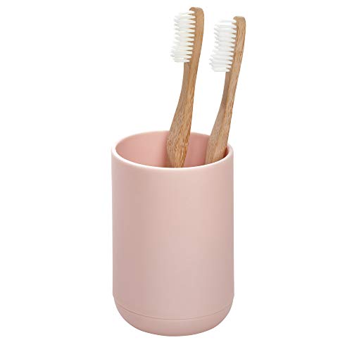 kids toothbrush cup - iDesign Cade Toothbrush Holder, Holds Normal Toothbrushes, Spin Brushes, and Toothpaste - Matte Blush