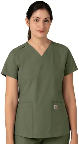 Carhartt Scrubs for Women, Force Essentials, V-Neck Tops with 5 P...