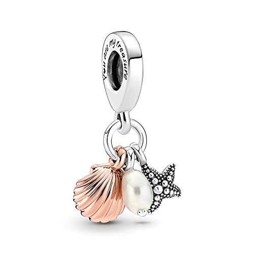 Aiwedanisting Femme Charms Coquille d'étoile de mer perlière cultivée en eau douce Argent Sterling 925 Pendentif avec Zircon Cubique pour Bracelet