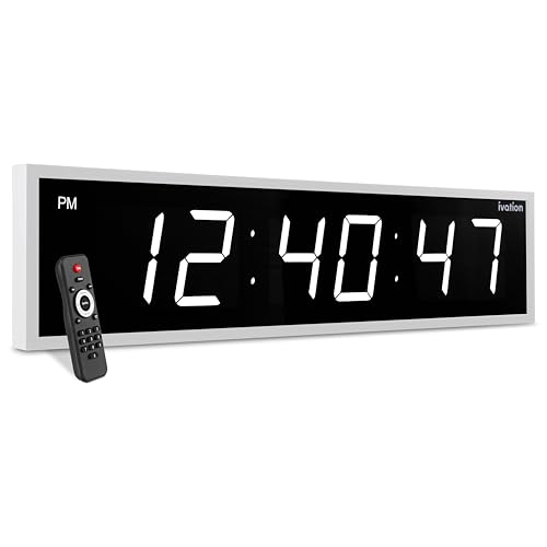 Ivation Oversized Digital Wall Clock with Large LED Display & Timer 24 | Multi-function with Timer Stopwatch Alarms Temp & Date Aluminum frame 6 Brightness levels Time memory Remote | Blue product thumbnail 11
