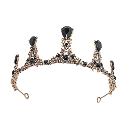 TOVINANNA 1個 クラウン プロムティアラ バロック式の結婚式 花嫁のためのヘアアクセサリー ジュエリーカチューシャ パーティーティアラかぶと 黒の装飾 宝石のヘッドバンド Black 合金