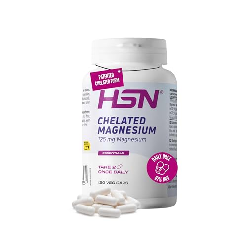 HSN Magnesio Bisglicinato Albion™ 250mg | Magnesio Cápsulas 120 Veganas | Magnesio Quelado Alta Biodisponibilidad | Contribuye a Reducir el Cansancio y Fatiga | Sin Gluten