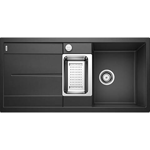 BLANCO METRA 6 S - Rechteckige Granitspüle für die Küche - für 60 cm breite Unterschränke - Mit Restebecken und Edelstahlschale - aus SILGRANIT - Grau - 513053 Cover