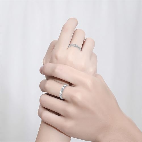 Dainty Star Promise Rings Set for Women Men S925 Sterling Silver Crystal Cz Matching Couple Open Adjustable Luck Star Him And Her Finger Band Ring Anniversary Statement Jewelry Gift Engagement Wedding3