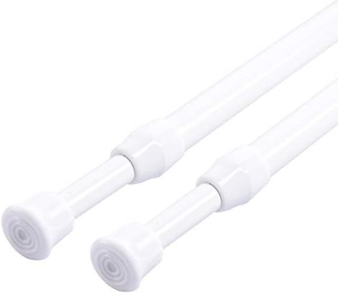 2Pack Tension Curtain Rod Cupboard Bars Extendable 28-48 inch White Spring Tension Rods