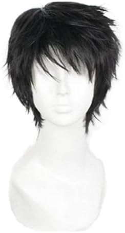 Unisex Short Black Curly Wig, Layered Multifunctional Cosplay Halloween Wig