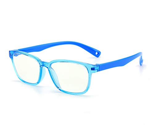 FOURCHEN Gafas de luz anti-azul para niños Gafas de computadora, protección UV Gafas antirreflejo Gafas de computadora Gafas de videojuegos para niños (bigger size sky blue)