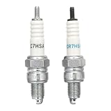 EUQWOSDD 2 Pack CR7HSA C7HSA Spark Plugs, 10mm Thread Pre-Gapped 0.7mm Ignition Plugs for Scooters Mopeds Motorcycles ATVs, Improves Engine Performance