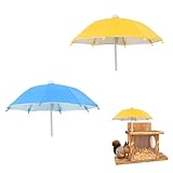 2 Stück Ersatz Mini Regenschirm für Eichhörnchen Picknicktisch Futterspender Replacement Mini Umbrellas für Eichhörnchen Feeder 27x18,5 cm (Blau und Gelb)