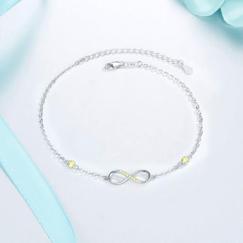 Image of MEDWISE Womens Infinity Anklet Bracelet 925 Sterling Silver Endless Love Symbol Ankle Bracelet Adjustable Plus Size Large Bracelet Gifts for her Mother's Day Gifts