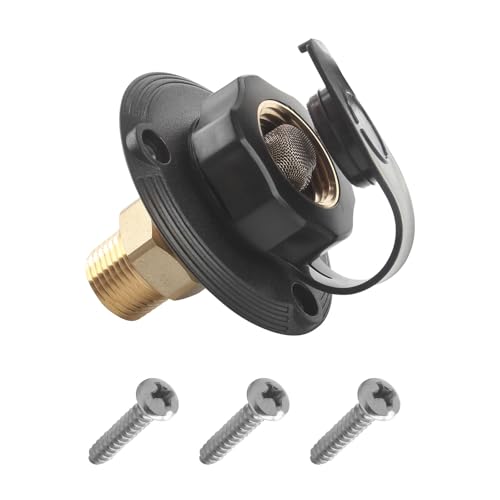 Image of RV City Water Inlet Filling Inlet with check valve,RV Hose Connection Cover, 3 /4 NH Female to 1 /2 NPT Male,RV City Water Inlet for Camper,Trailer,Marine