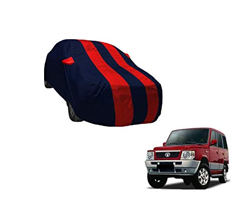 Image of Auto Hub Car Cover Compatible with Tata Sumo with Weather Proof, Mirror Pocket, Triple Stitched, Sumo Car Cover- Navy-Red