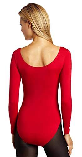 Lifup Collant feminino de manga comprida de balé, Vermelho, XG