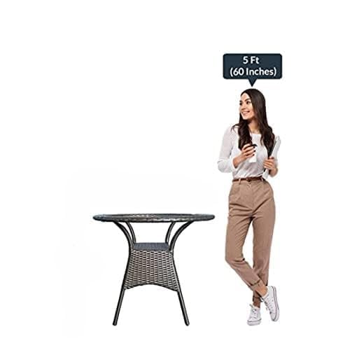 Image of Lotey Outdoor D-12 Chairs Table Set 4+1 Wicker Patio Furniture Sets 4 Chair and 1 Table with Cushions for Garden Balcony Bedroom Powder Coated Frame Uv Protected Wicker (Black + Cream Cushion)