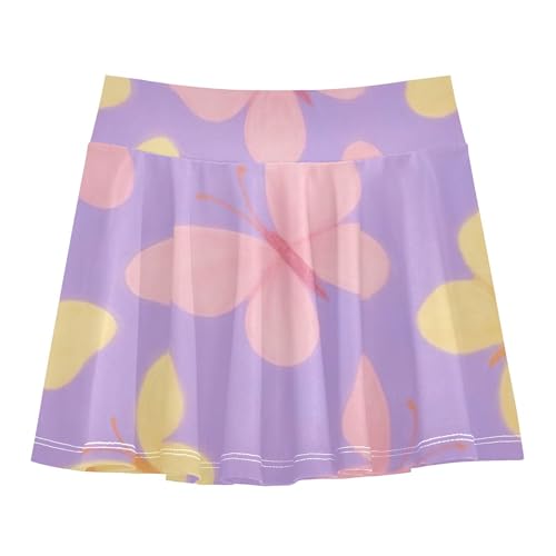 Girls Skorts Athletic Shorts Skirts with Shorts Cheer Butterfly Skirt Cute Yellow Pink Butterflies Purple 3t