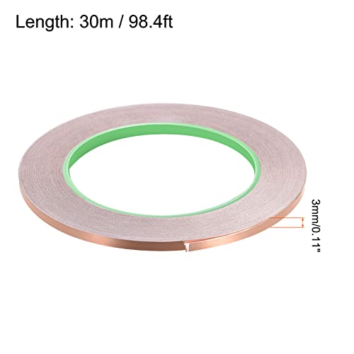 Image of Copper Foil Tape Conductive Adhesive Double Sided, [for EMI Shielding, Stained Glass, Paper Circuits, Grounding] - 1 /8 inch /98ft /2 Roll