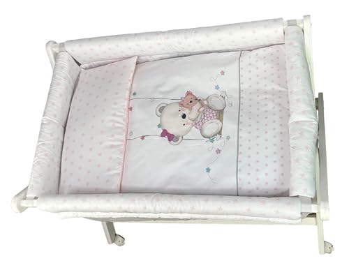 Danielstore Vestidura minicuna Tijera No Incluye Estructura-Elige tu Modelo (Oso Columpio Rosa)