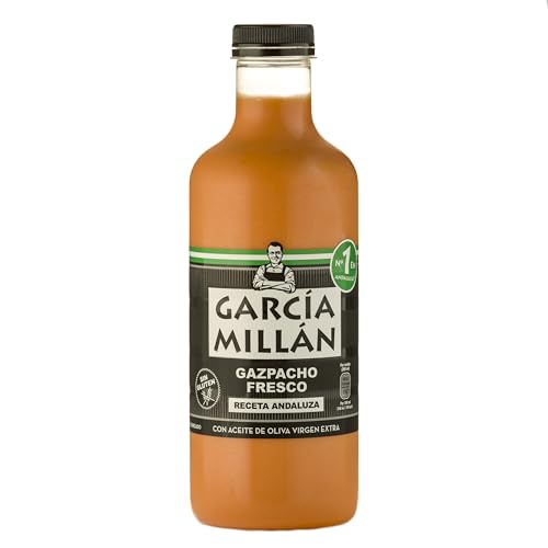 García Millán Gazpacho Fresco con Aceite de Oliva Virgen Extra, Receta Andaluza, 1L (Refrigerado)